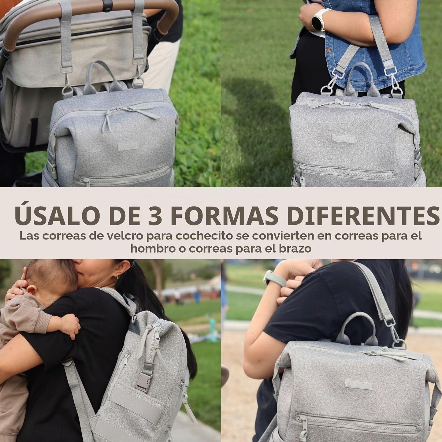 Mochila de pañales de neopreno BUNSO Baby, resistente al agua, moch...