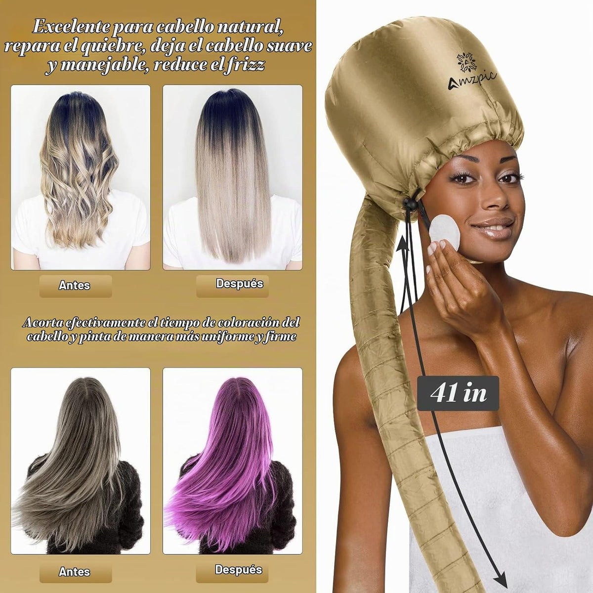 Accesorio para secador de pelo de capó, suave, ajustable, extra gra...