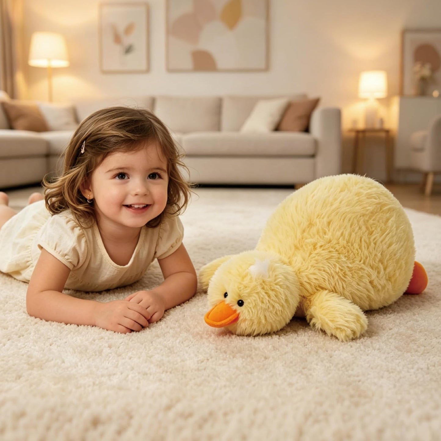 Jrystar Animales de peluche de pato amarillo, juguete de peluche de...