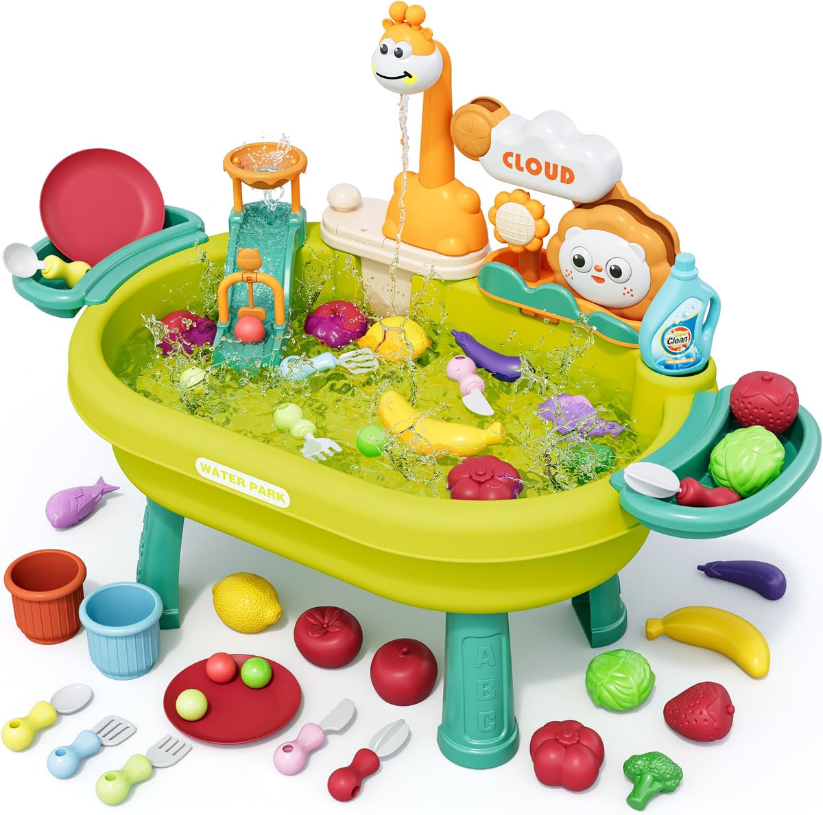 Juguetes de mesa de arena y agua para niños pequeños, fregadero de...