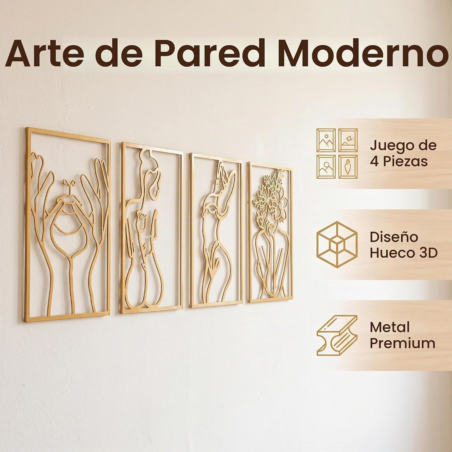 AMAATE Moderno juego de decoración abstracta para pared, pinturas c...