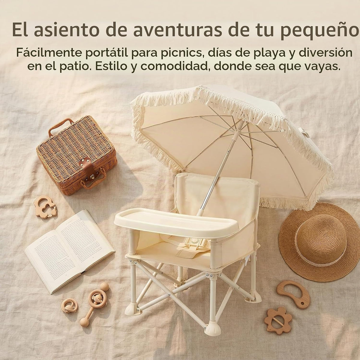 Silla de comedor plegable portátil para bebé, silla alta al aire li...