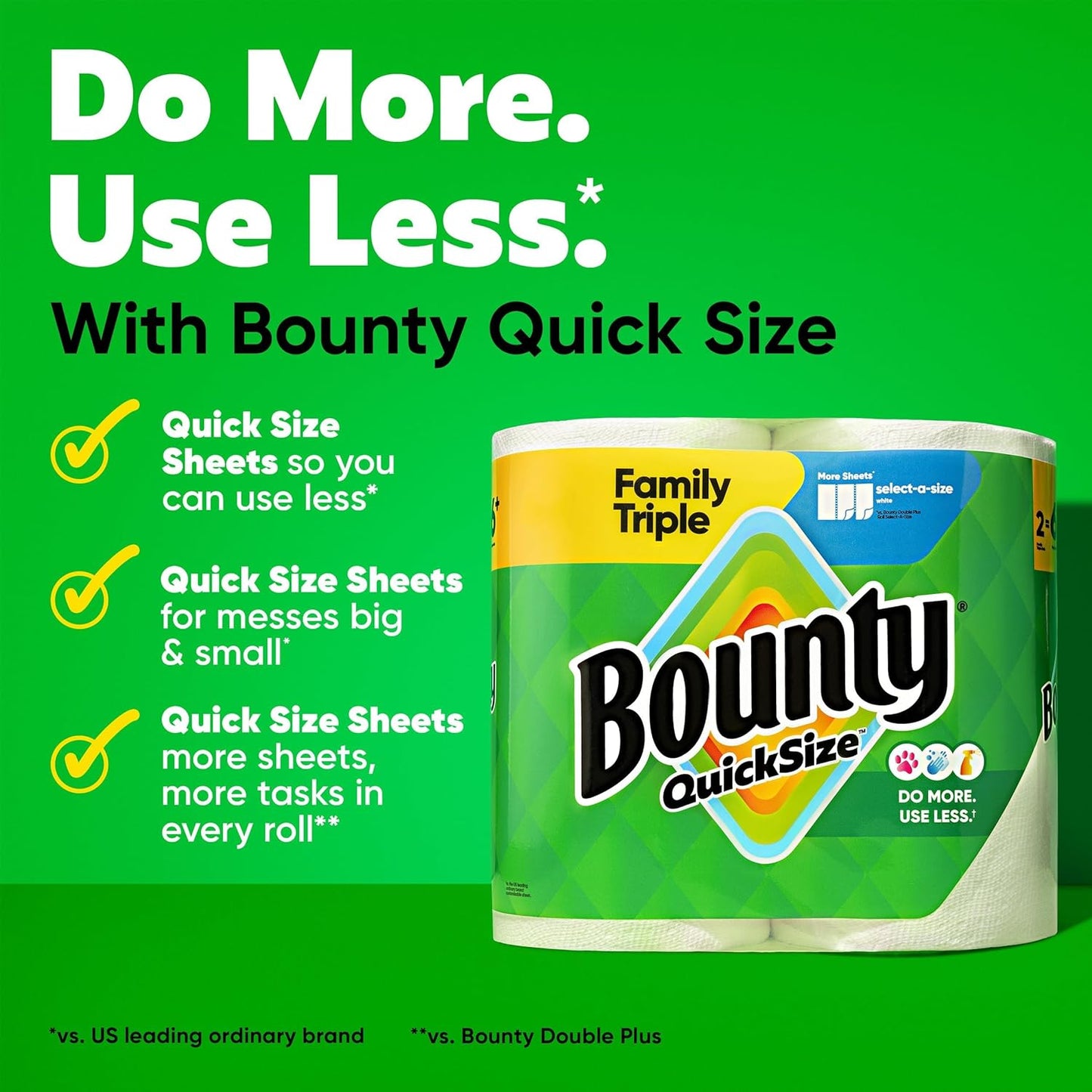 Bounty Toallas de papel de tamaño rápido, color blanco, 2 rollos tr...