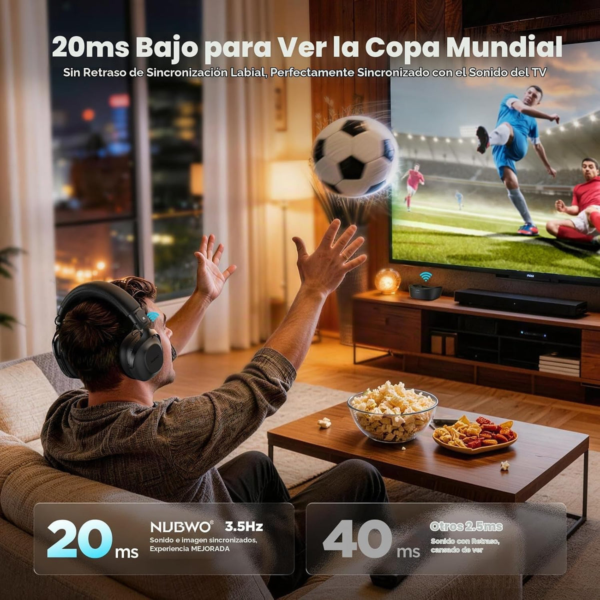 NUBWO Auriculares inalámbricos de TV para personas mayores con disc...