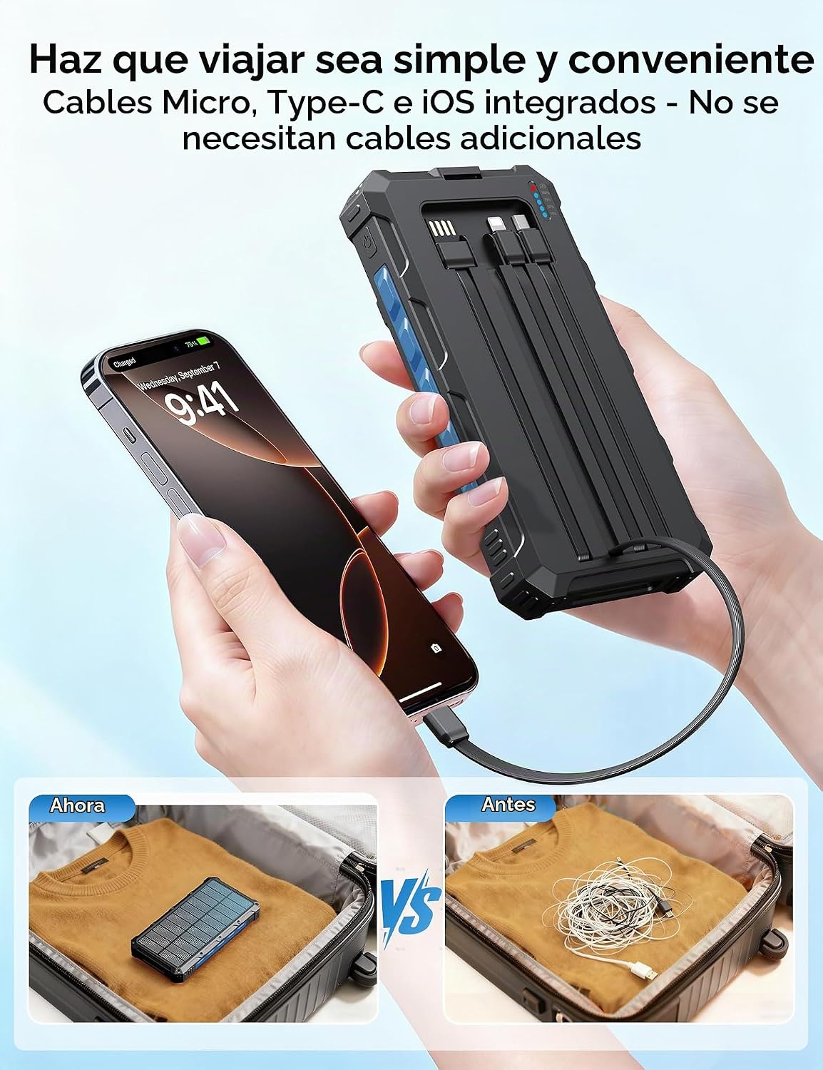 Cargador solar-banco de energía \u2013 Cargador de batería solar de...