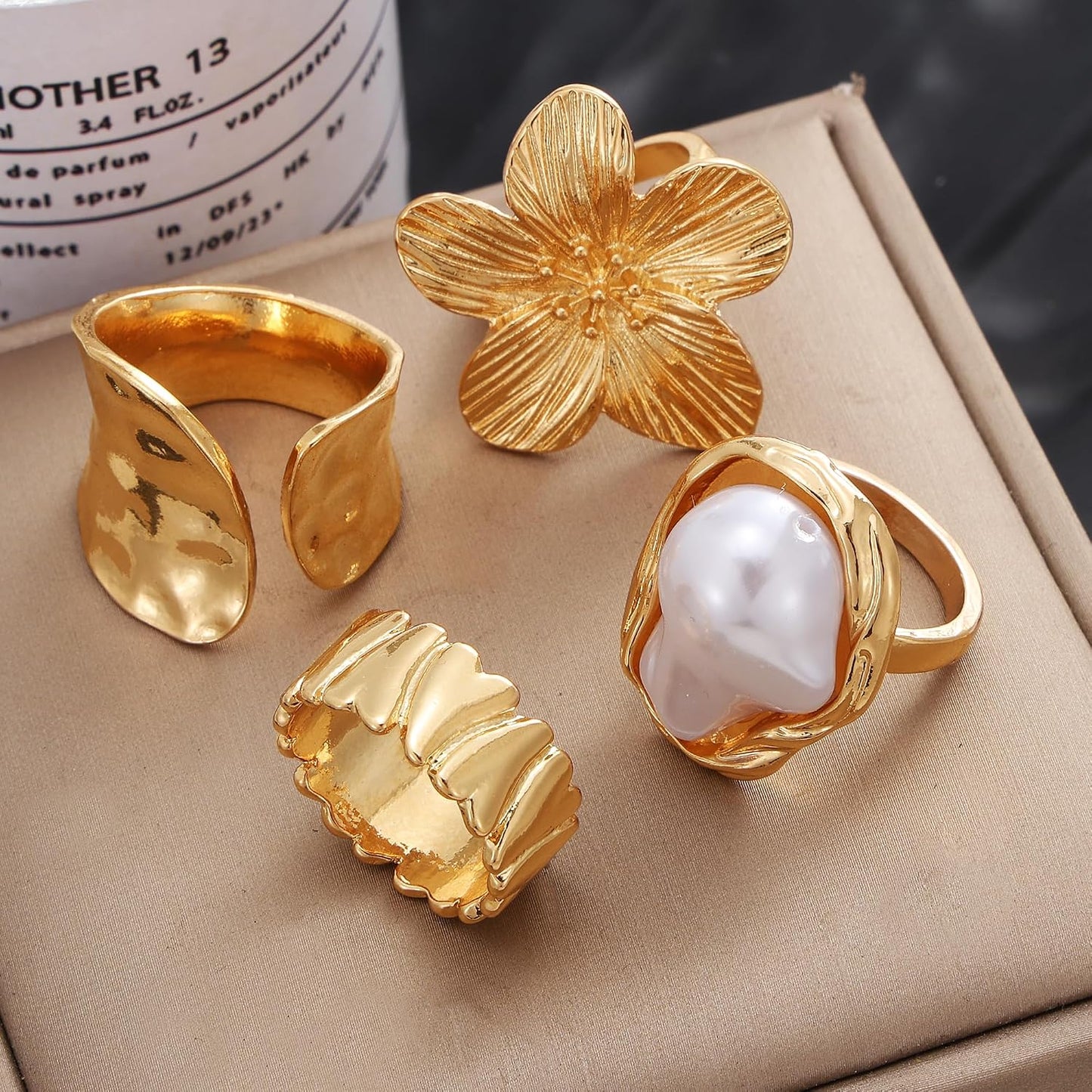 KISS WIFE Anillos apilables de oro para mujer, delicado juego de an...