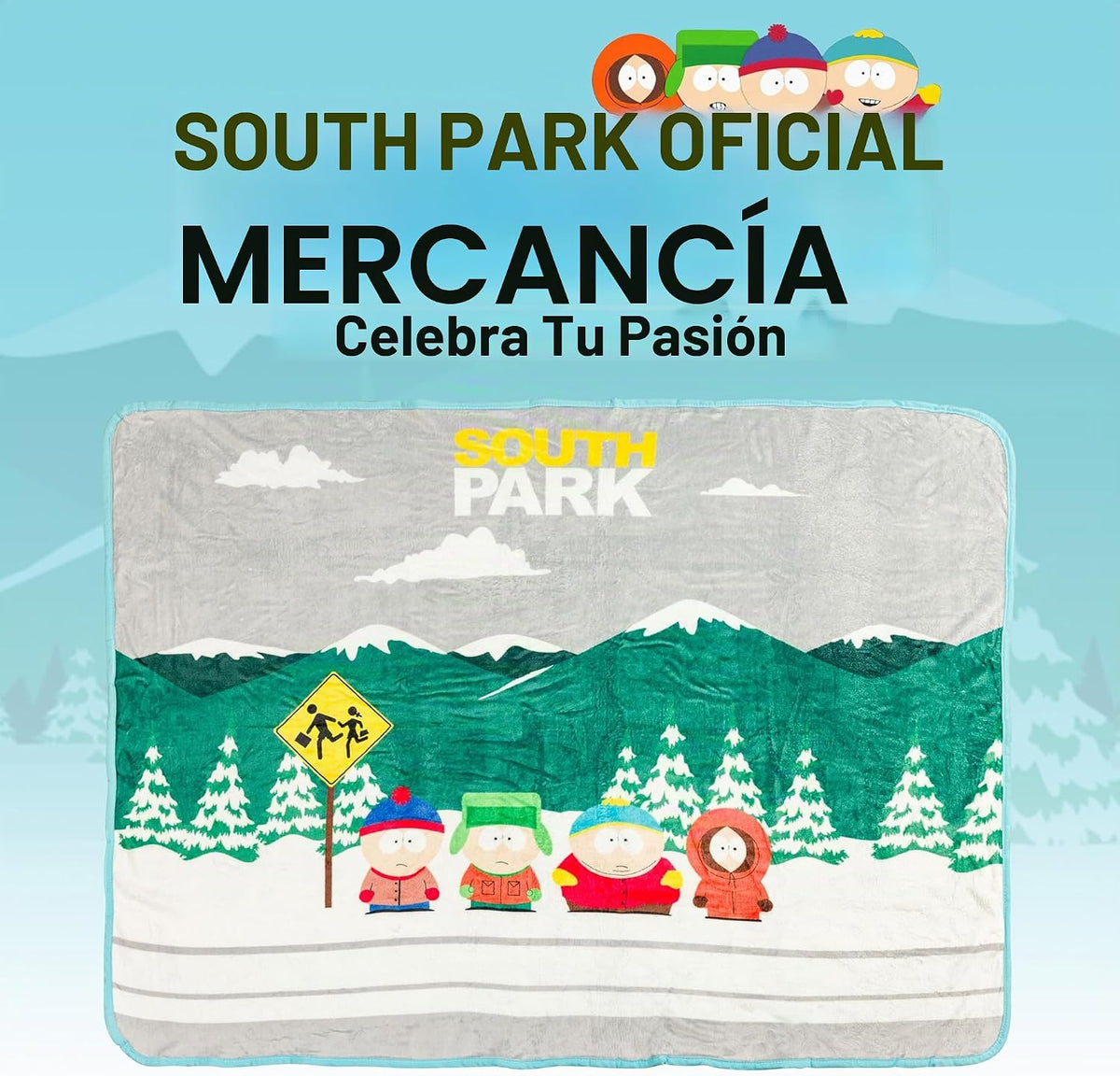 Silver Buffalo South Park Bus Stop Kyle Stan, manta de forro polar,...