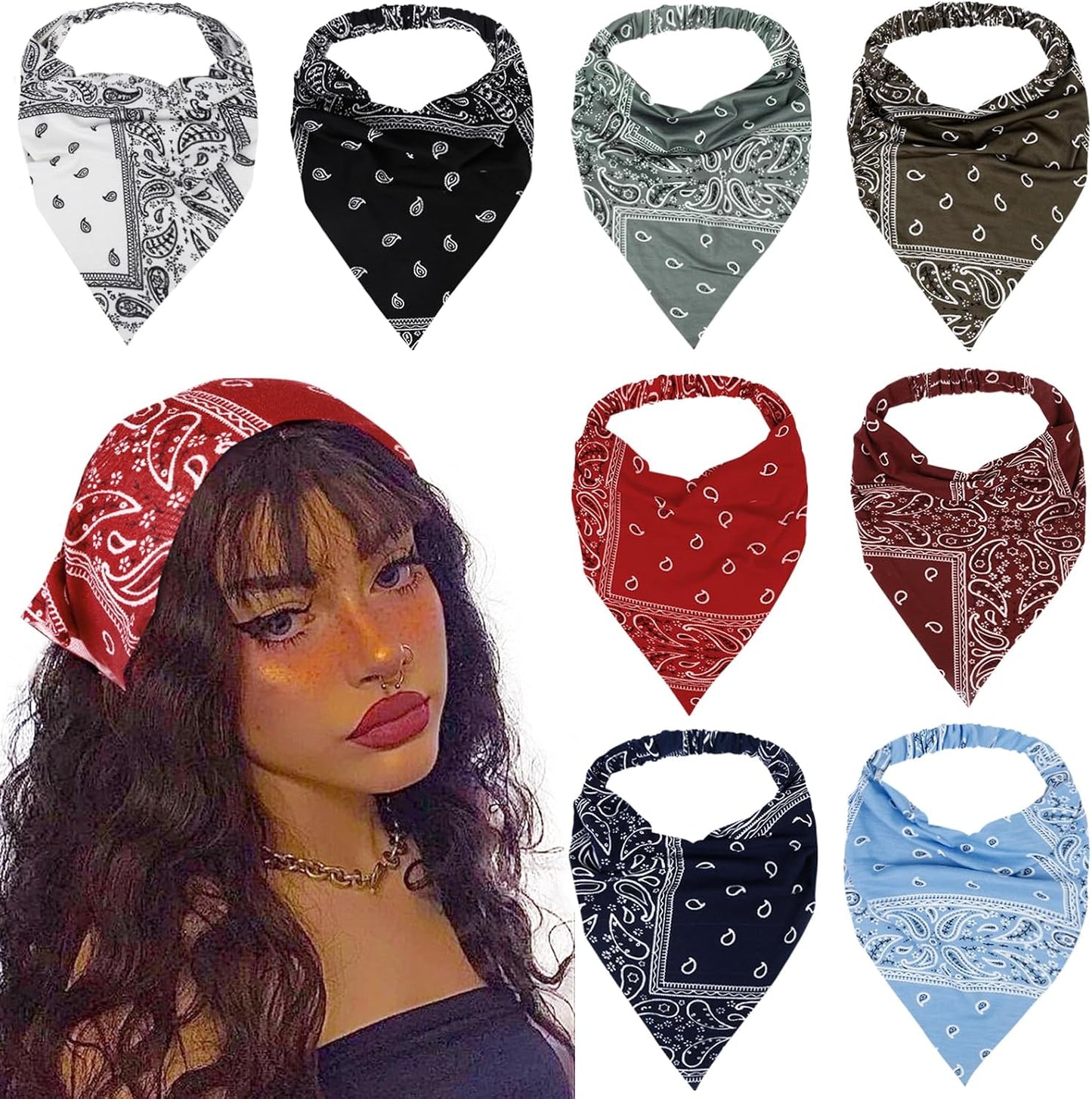 WOVOWOVO 8 unidades de diademas y bufandas para el cabello para muj...