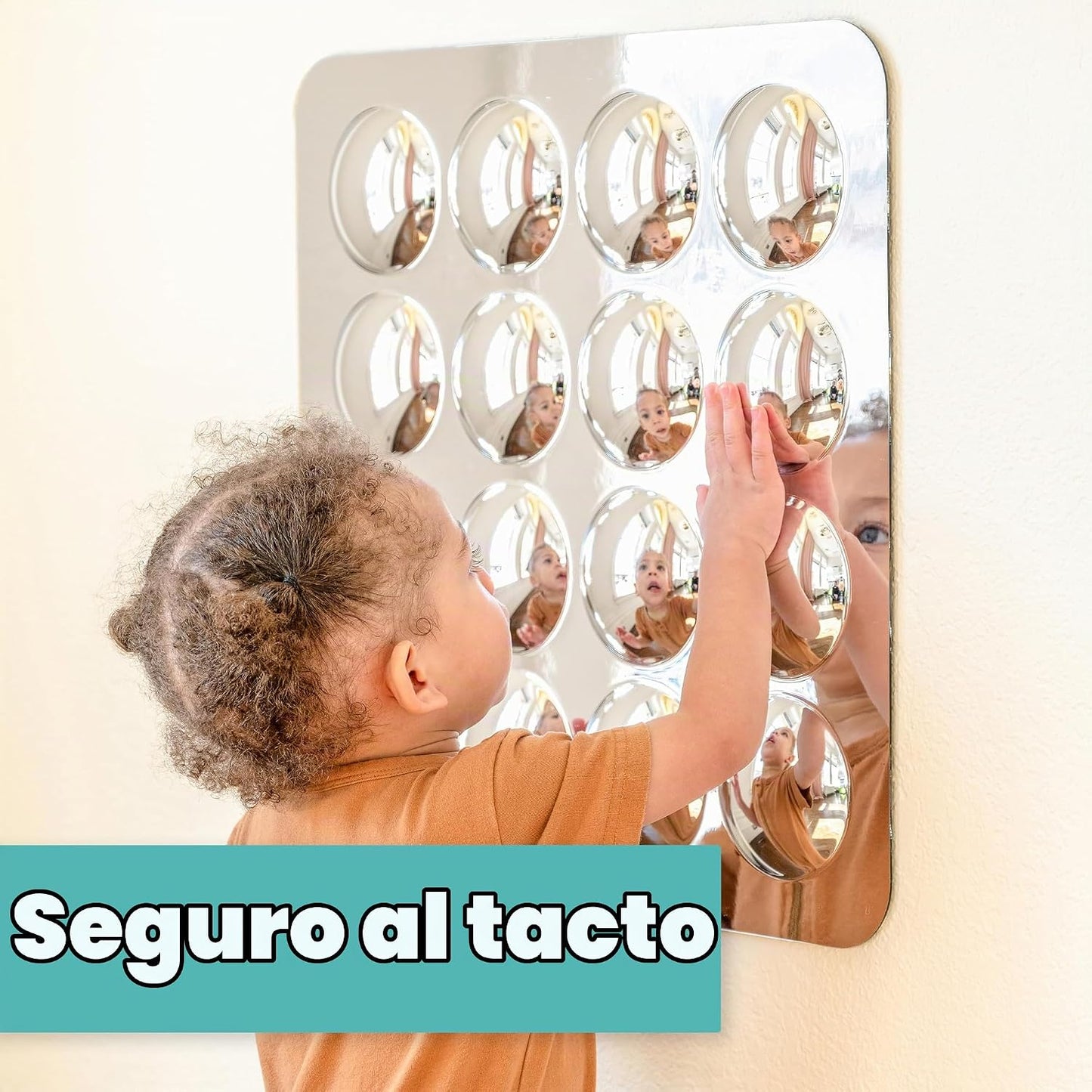 SPARK &amp; WOW Espejo sensorial de pared para niños pequeños, gran...