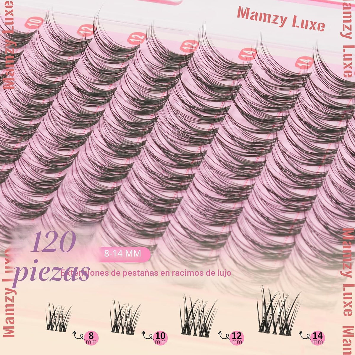 Kit de racimos de pestañas naturales Mamzy Luxe, racimos de pestaña...