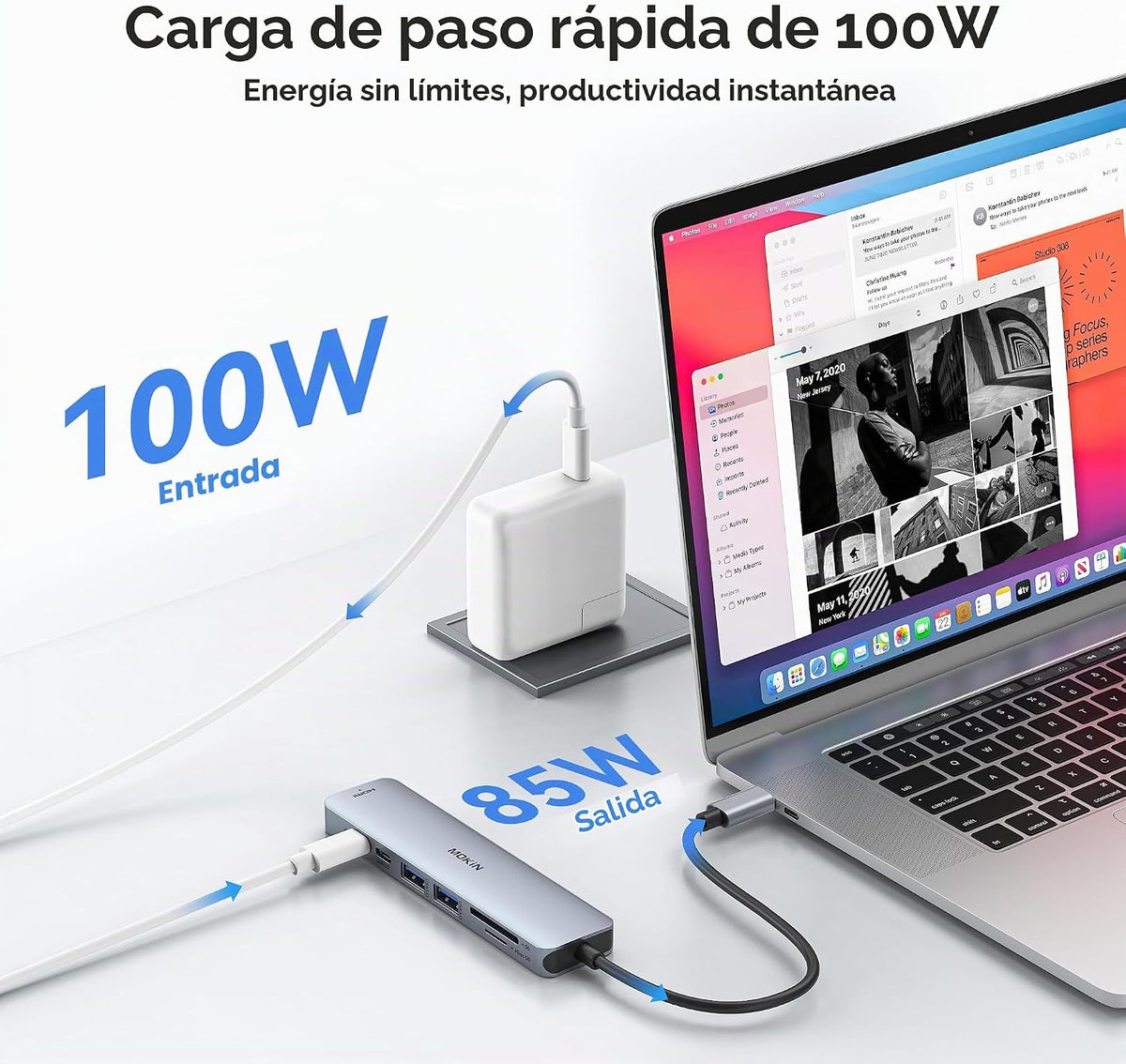 MOKiN Adaptador HDMI USB C Hub, dongle 7 en 1 con lector de tarjeta...