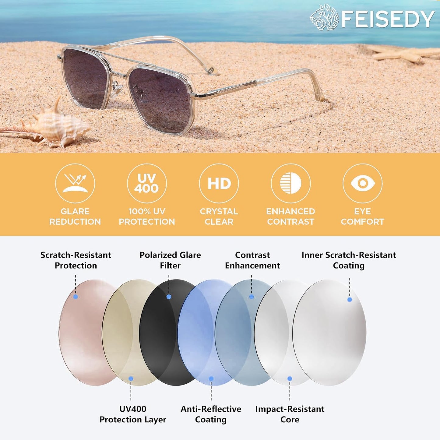 FEISEDY - Lentes de sol polarizados estilo aviador para hombres, ma...