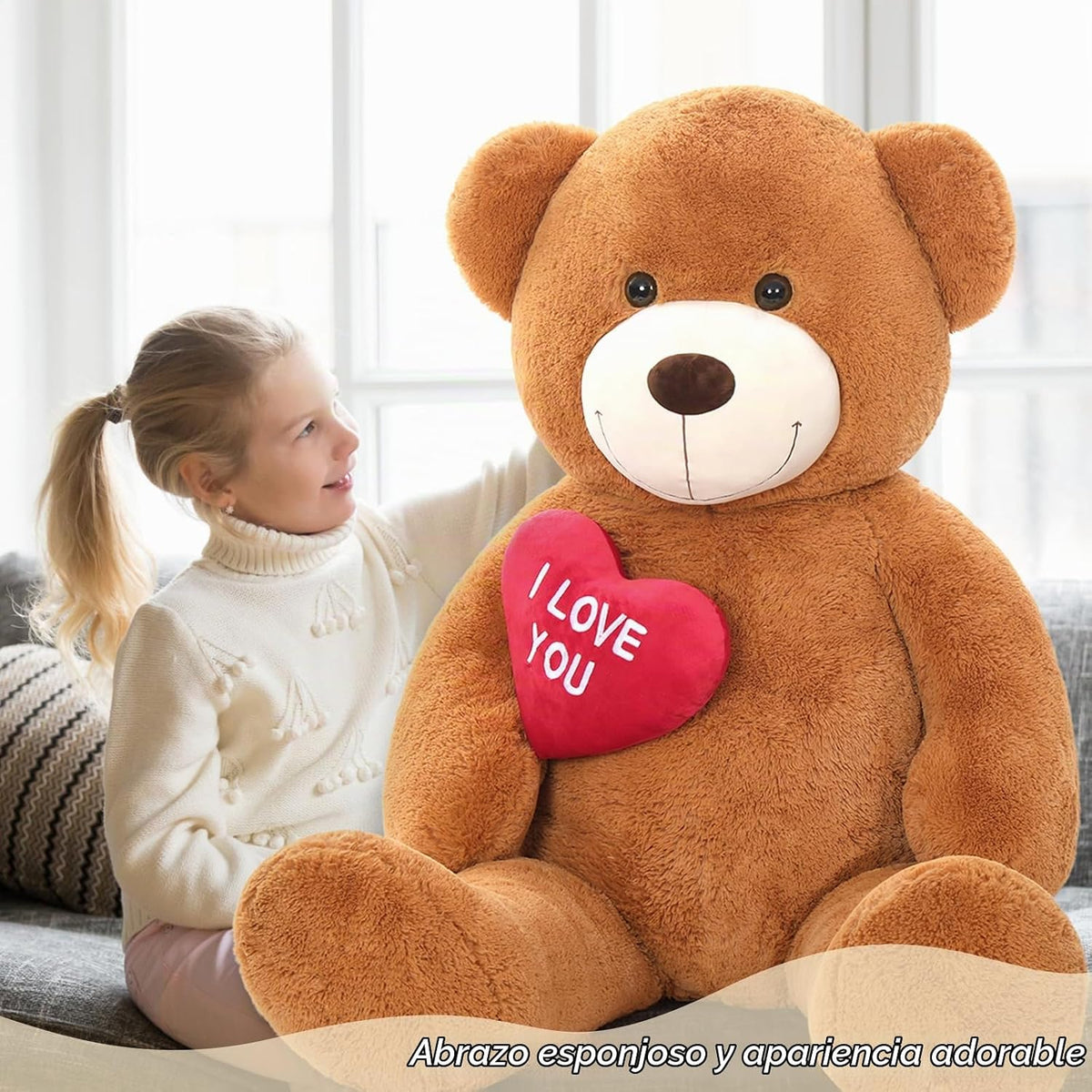 BENINY Oso de Peluche Gigante de 1.52 m con Corazón, Oso de Peluche...