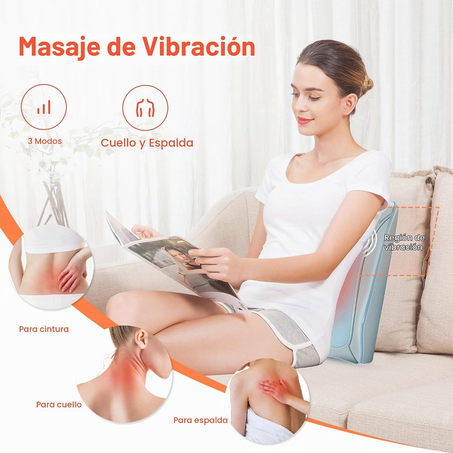 COMFIER Masajeador de espalda Shiatsu con calor, masajeador de cuel...