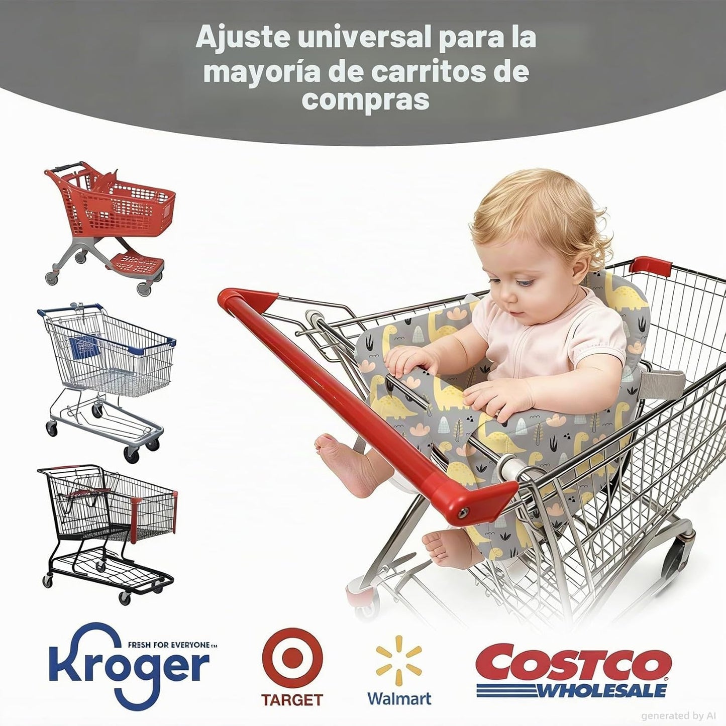 Funda acolchada para carrito de compras para bebés y niños pequeños...