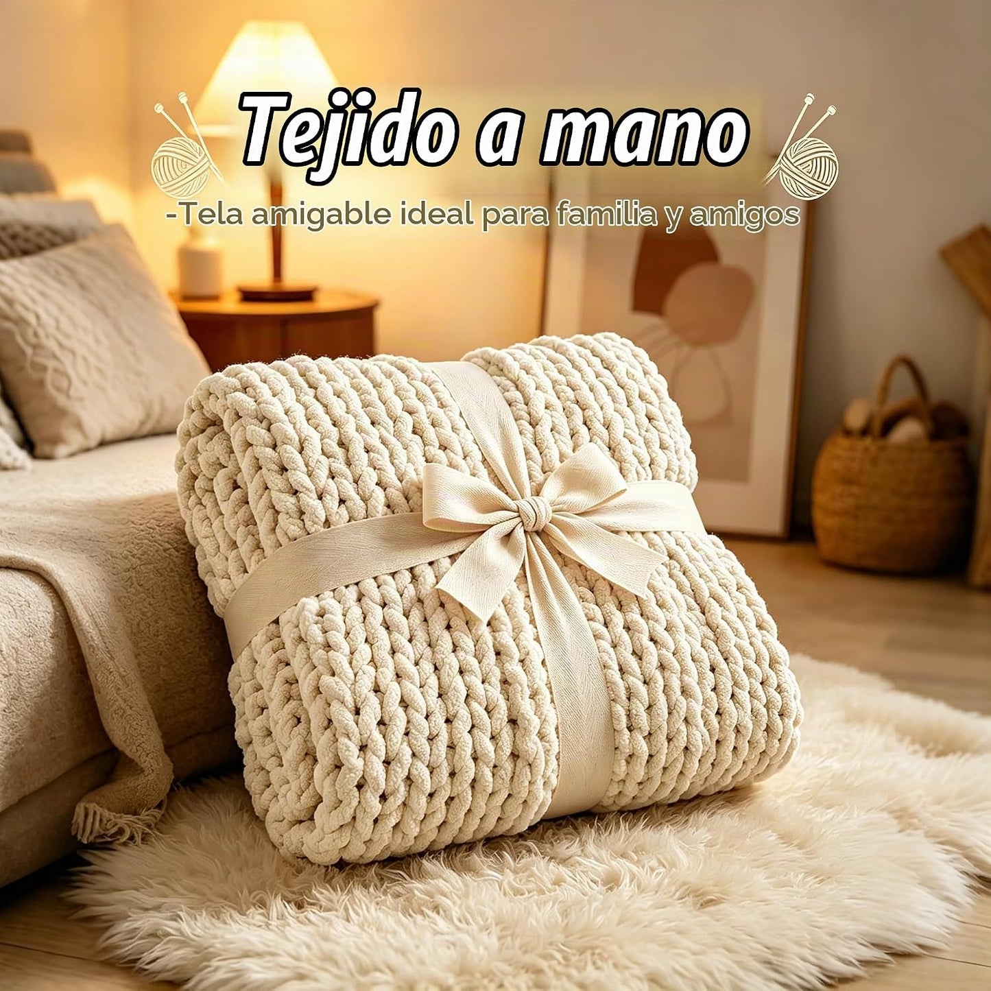 Admitrack Manta de Punto Grueso Throw, Manta Throw de Chenilla 100%...