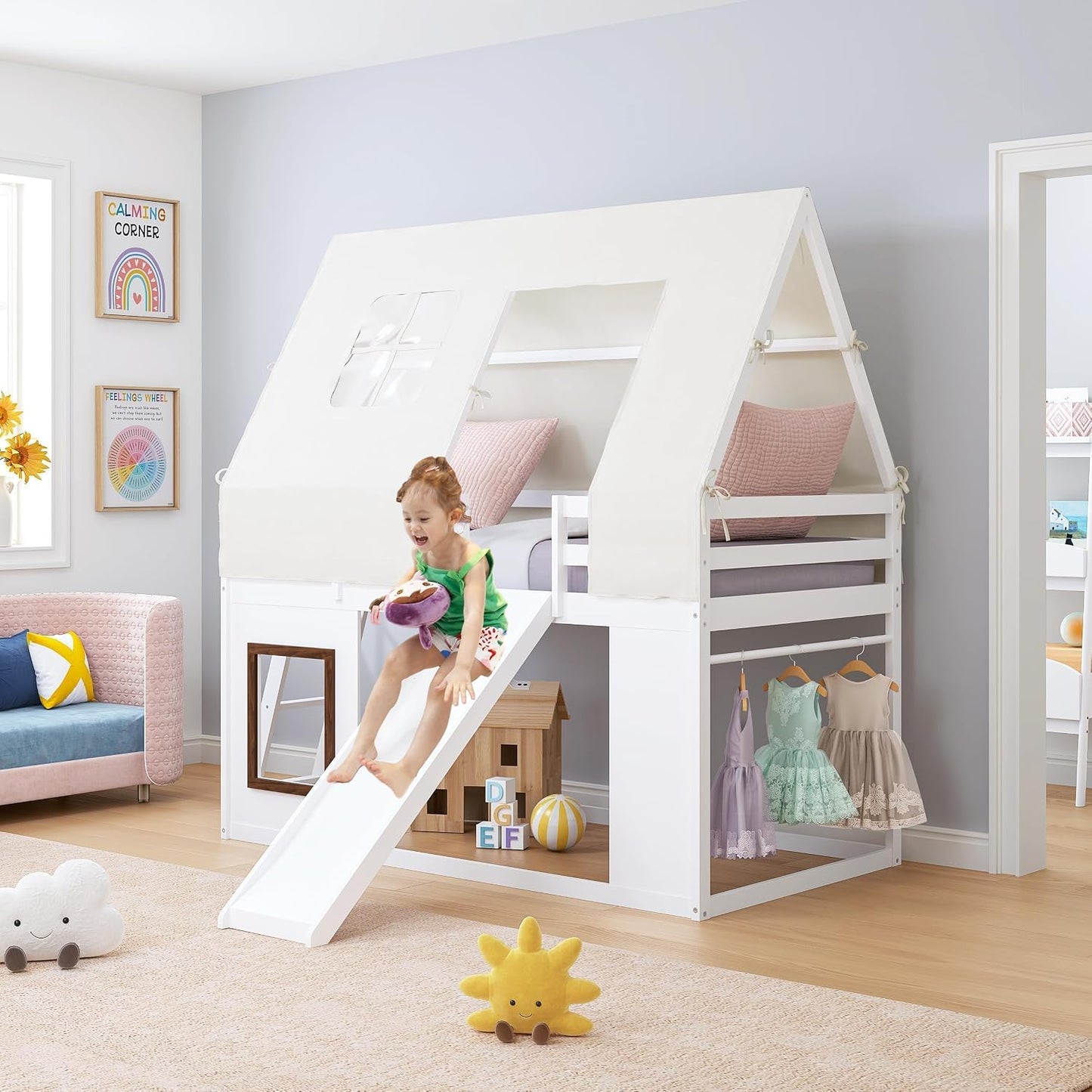 Spirich - Cama cucheta de madera individual sobre individual con to...