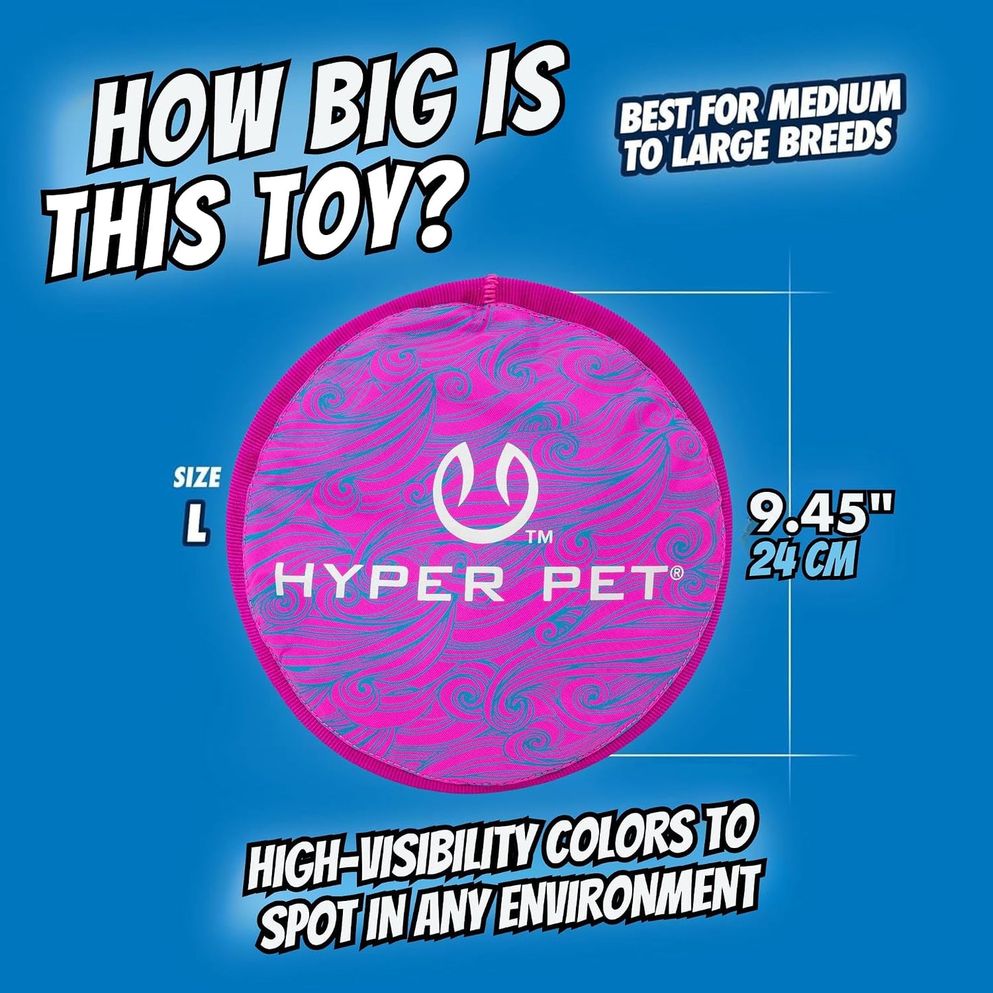 Hyper Pet Flippy Flopper Disco volador blando de 9" para perros, fl...