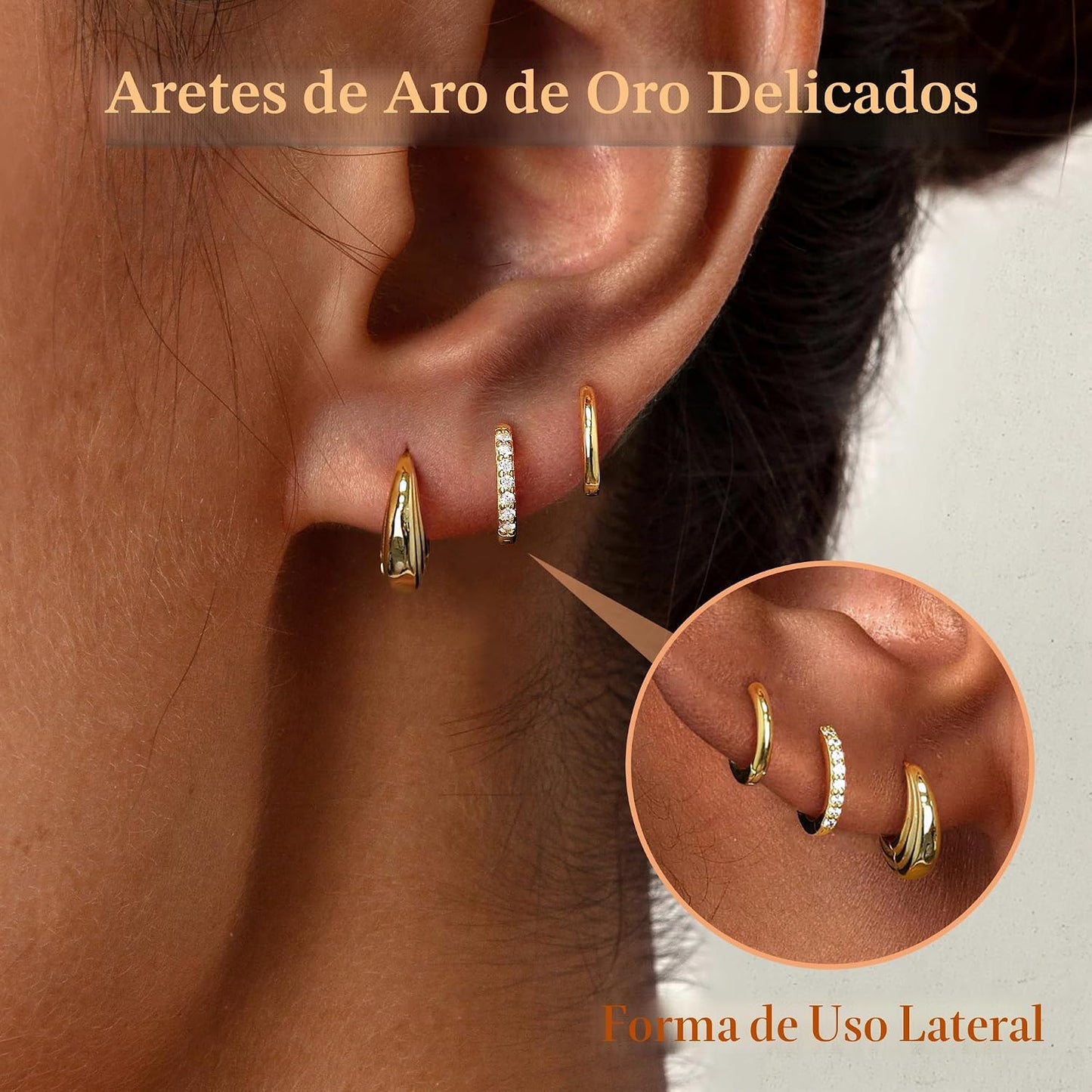 Poxtex - Set de arracadas pequeñas de plata de ley para mujer, chap...