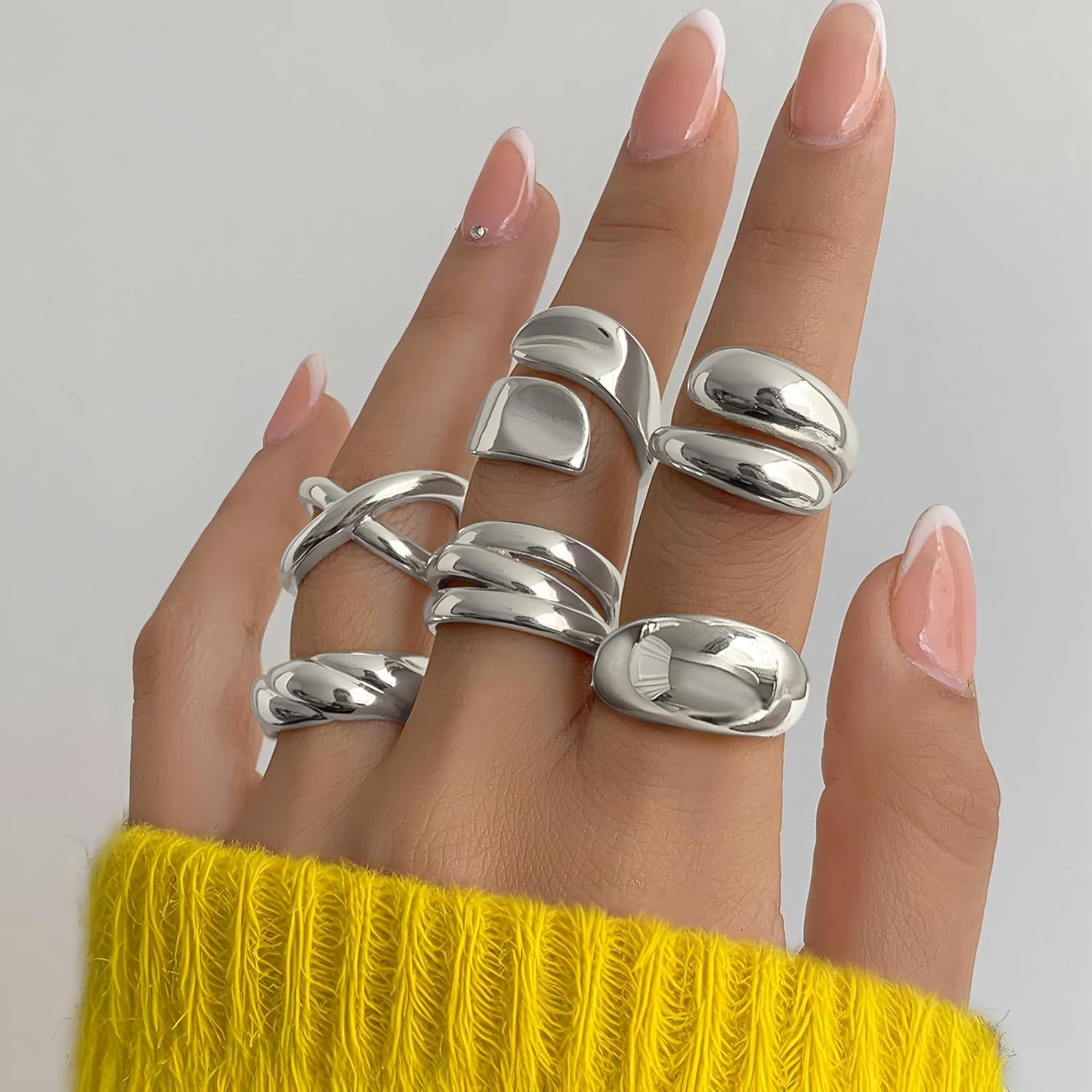 YEEZII Anillos Gruesos de Oro para Mujer Sin Deslustre, Anillo de P...