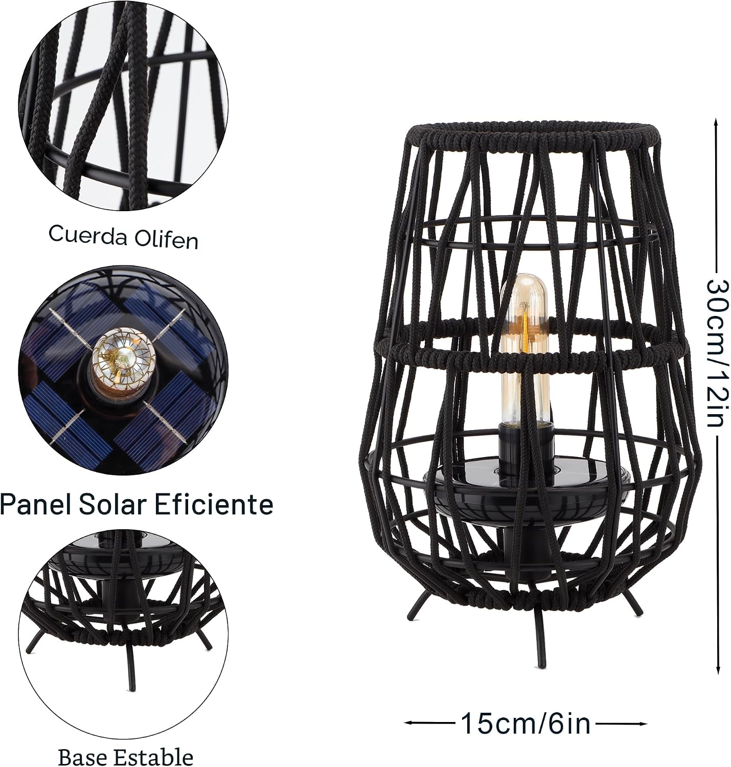 TRIROCKS Juego de 2 faroles solares, lámpara de mesa para exteriore...