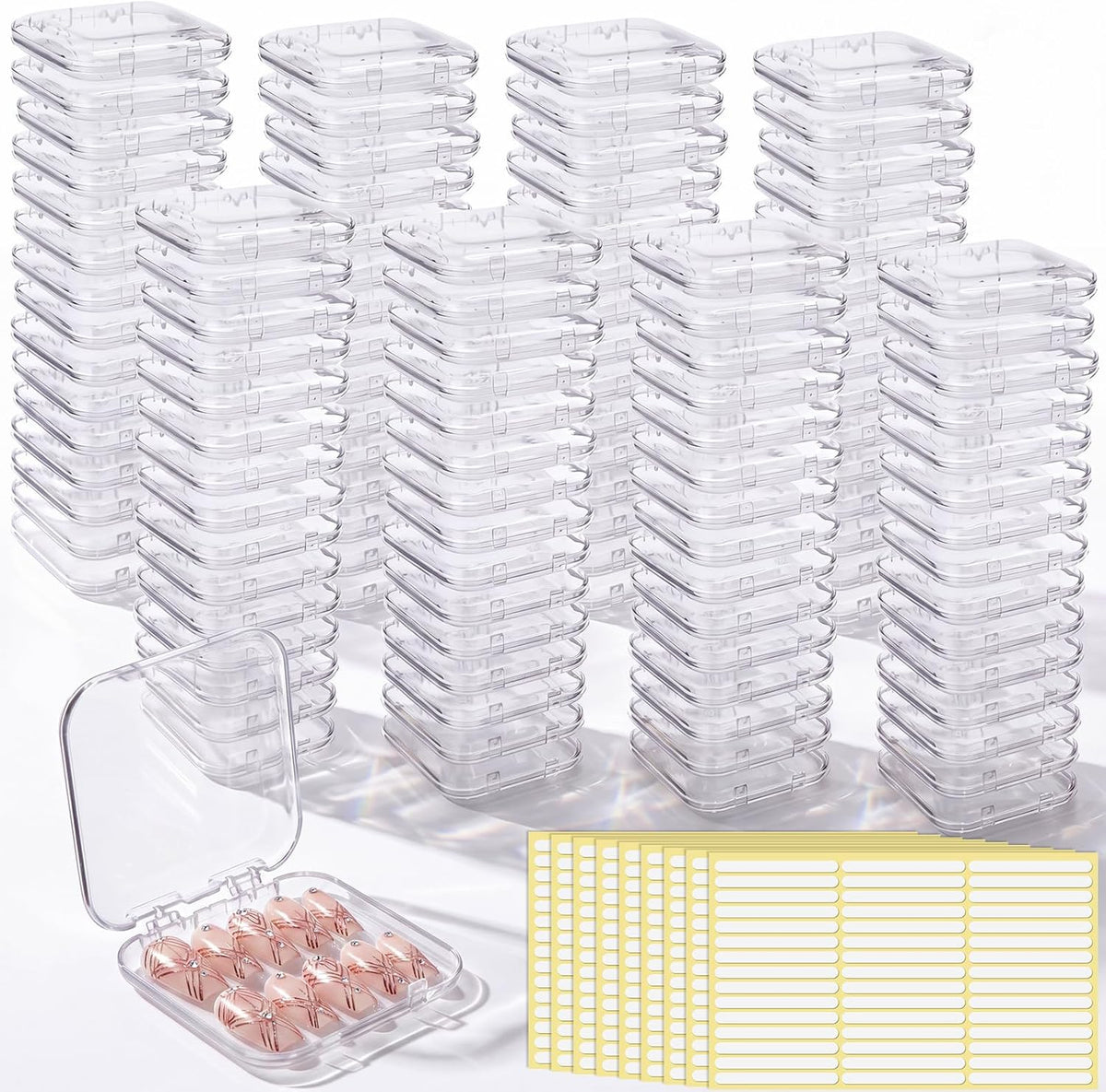 Mifoci Caja de almacenamiento de uñas a presión de 120 piezas con c...