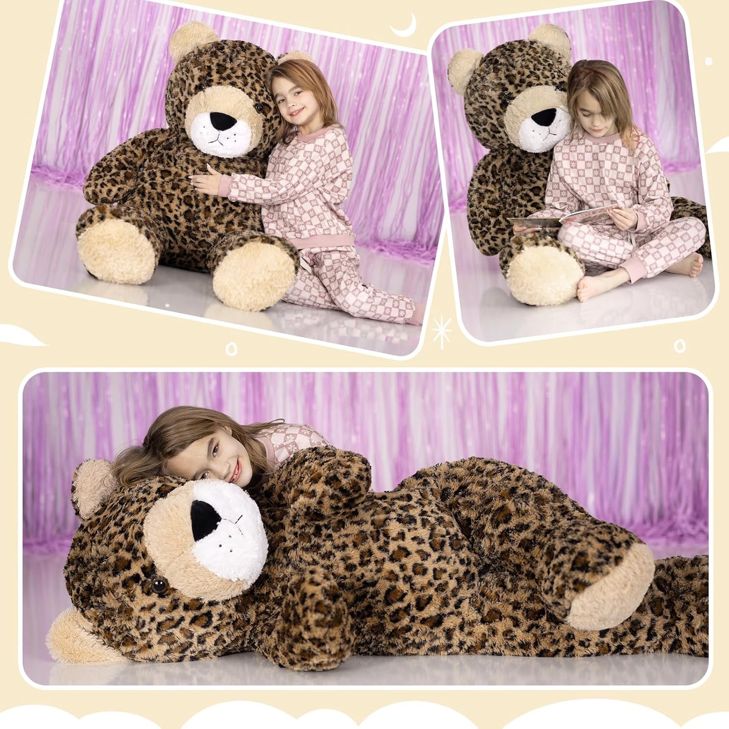 MaoGoLan Juguete de peluche de guepardo gigante de 51 pulgadas, alm...