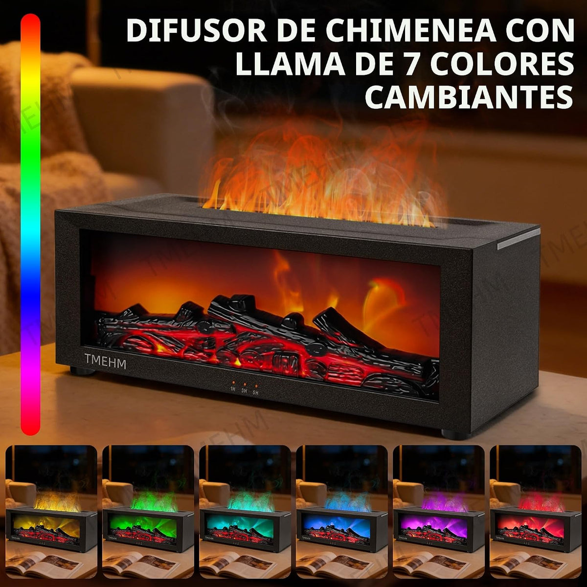 TMEHM Humidificador difusor de aire con llama de chimenea, difusor...