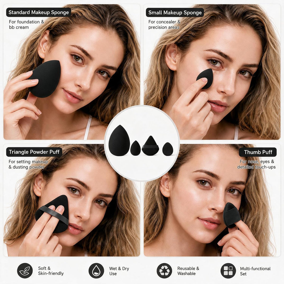 HGHDBT Juego de 65 brochas de maquillaje negro, kit de maquillaje p...