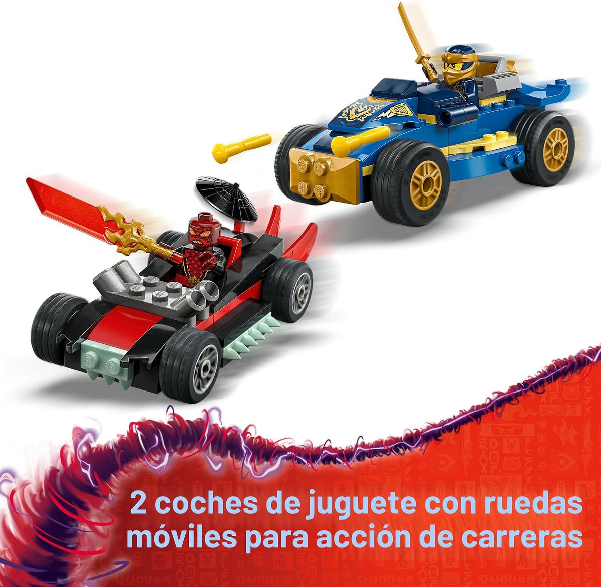 LEGO NINJAGO Duelo de Carreras de Coches Ninja vs. Drix - Juguete d...