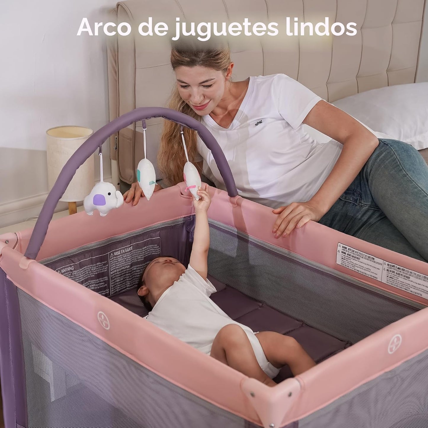 Pamo Babe Empaca y juega con el moisés, corralito portátil rosa par...