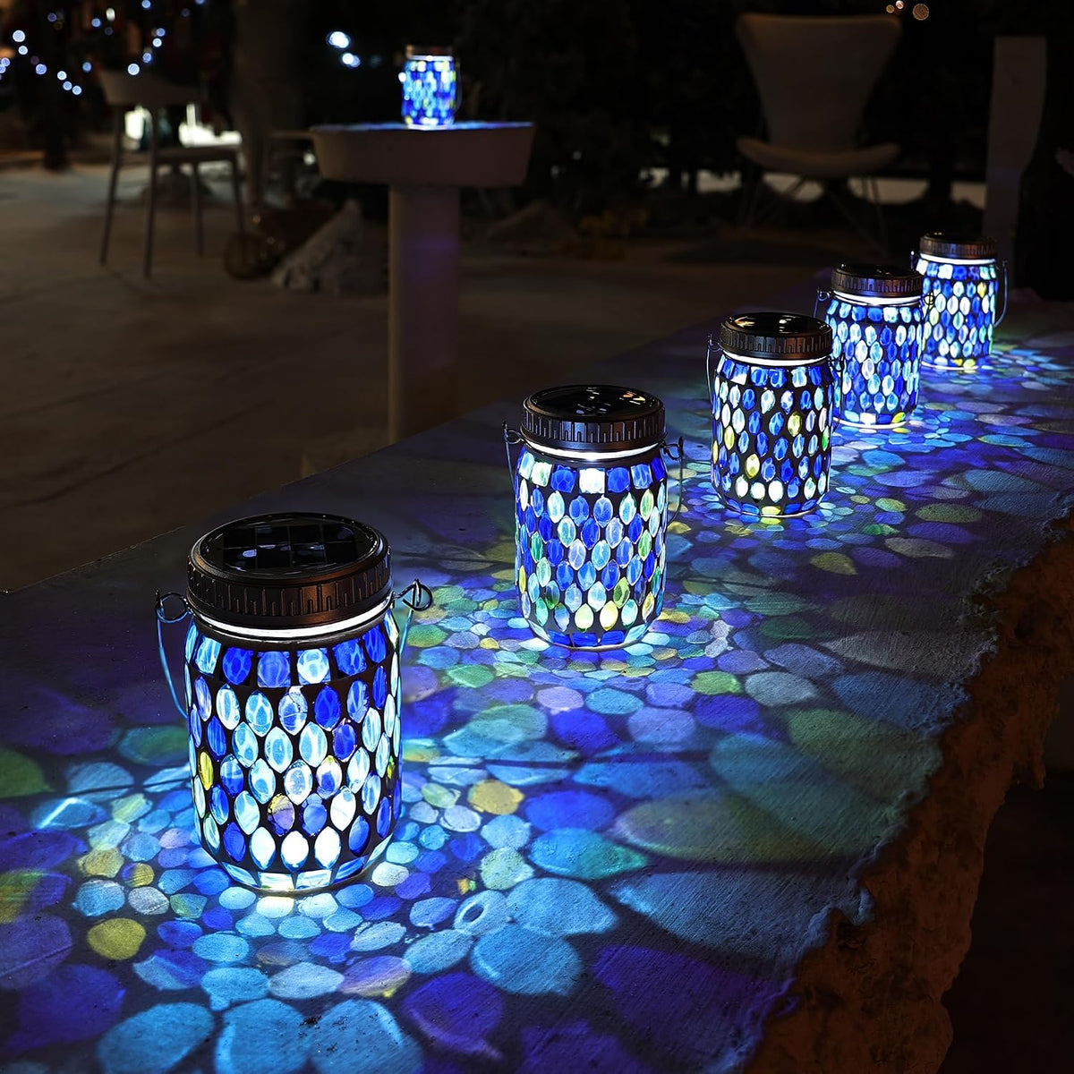 Cooo Faroles solares de mosaico para exteriores, impermeables, colg...