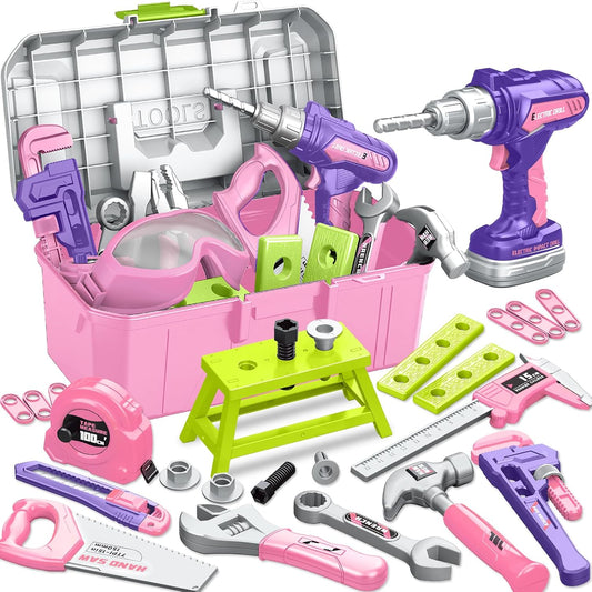 Juego de herramientas para niños con caja de herramientas portátil...