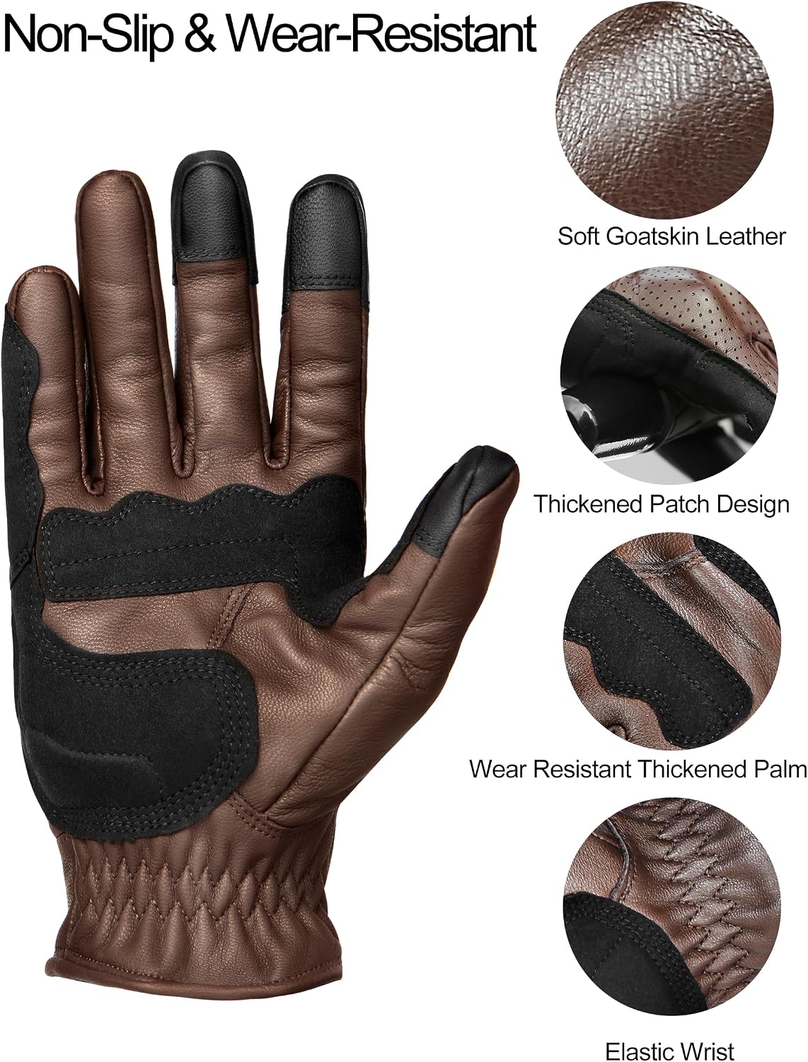 INBIKE Guantes de Motocicleta para Hombres Premium de Cuero Perfora...