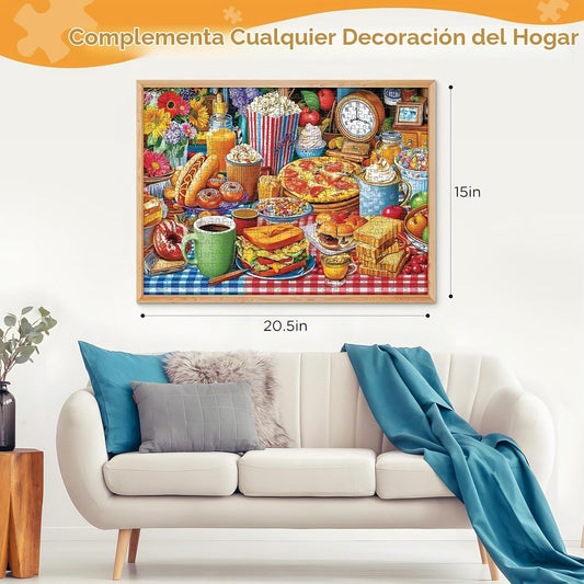Rompecabezas de 500 piezas para adultos \u2013 Mesa de comida color...