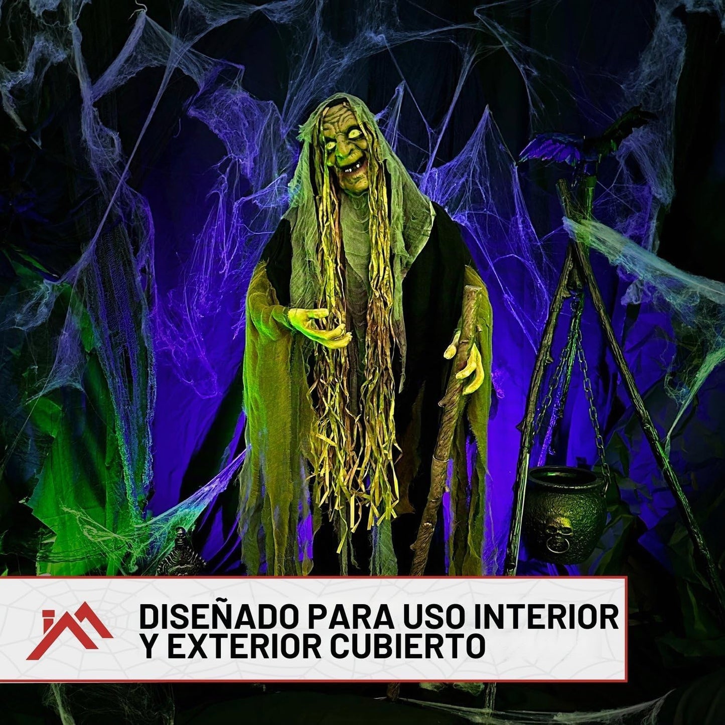 Haunted Hill Farm HHWITCH-10FLSA bruja animatrónica de tamaño real,...