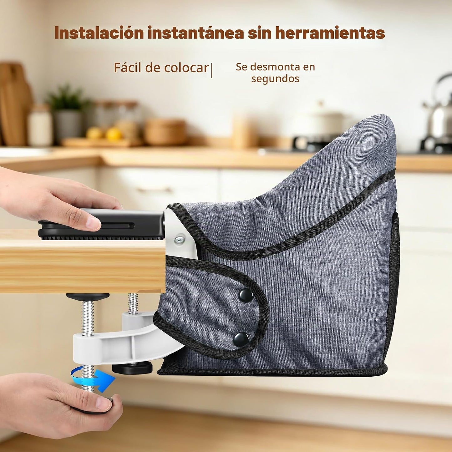 Toogel Silla alta de gancho, asiento de viaje portátil para bebé de...
