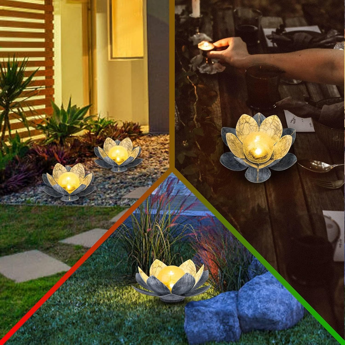 AIINY Luz solar de jardín al aire libre (paquete de 2), decoración...