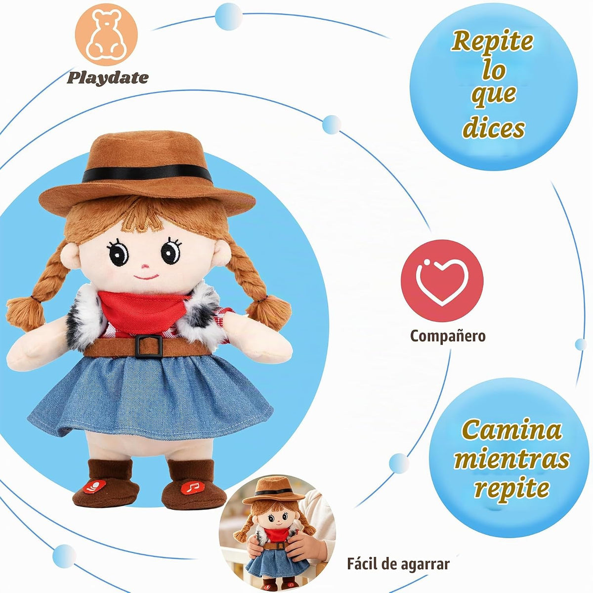Hopearl Muñeca sonora que habla y repite lo que dices, juguete anim...