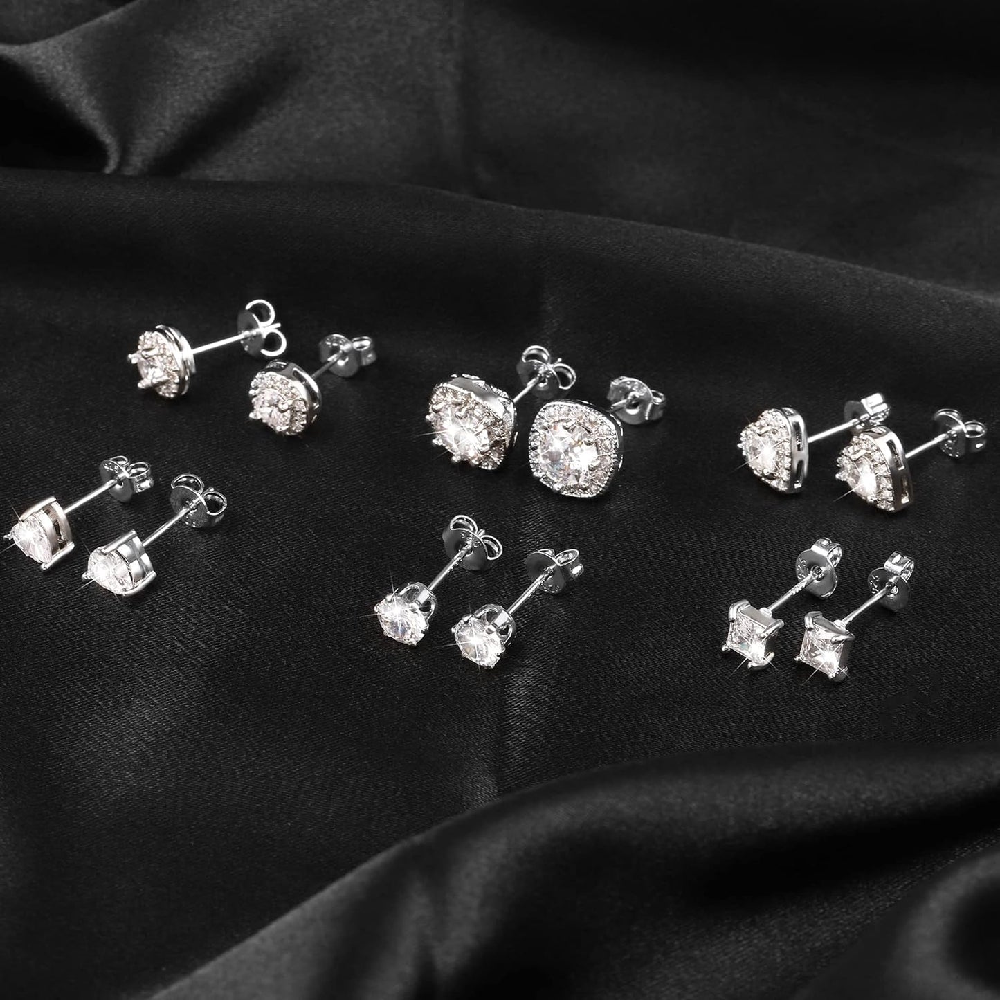 ALEXCRAFT Aretes de tuerca de plata de ley para mujeres y niñas, ci...