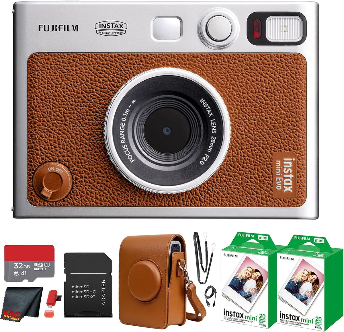Fujifilm Instax Mini EVO Hybrid Cámara instantánea (marrón) Paquete...