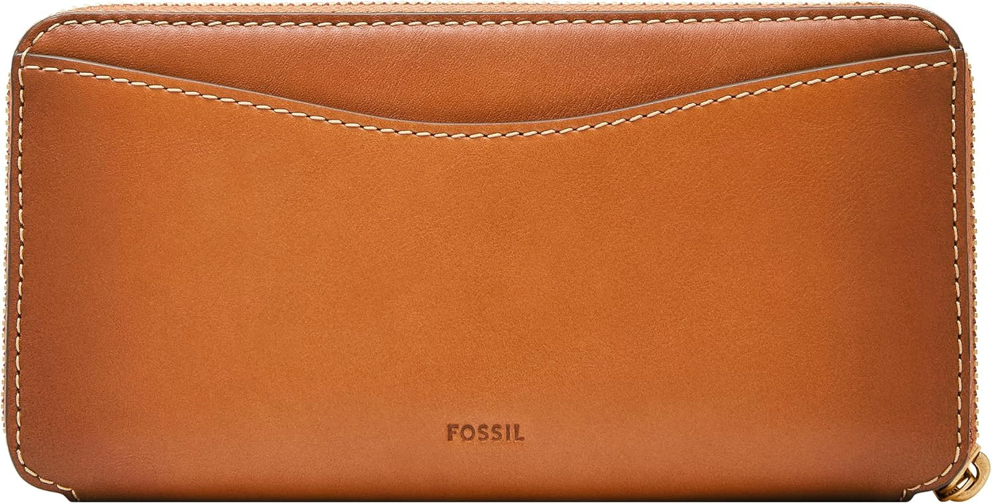 Fossil Lennox Cartera de cuero con cremallera alrededor de las muje...