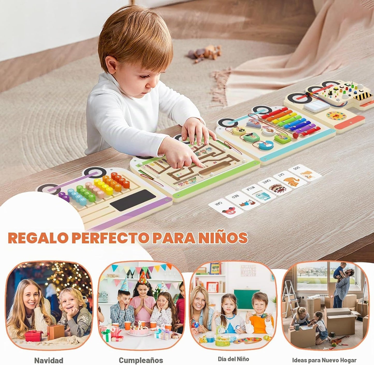 Montessori - Tablero sensorial de madera de tren eléctrico, panel d...