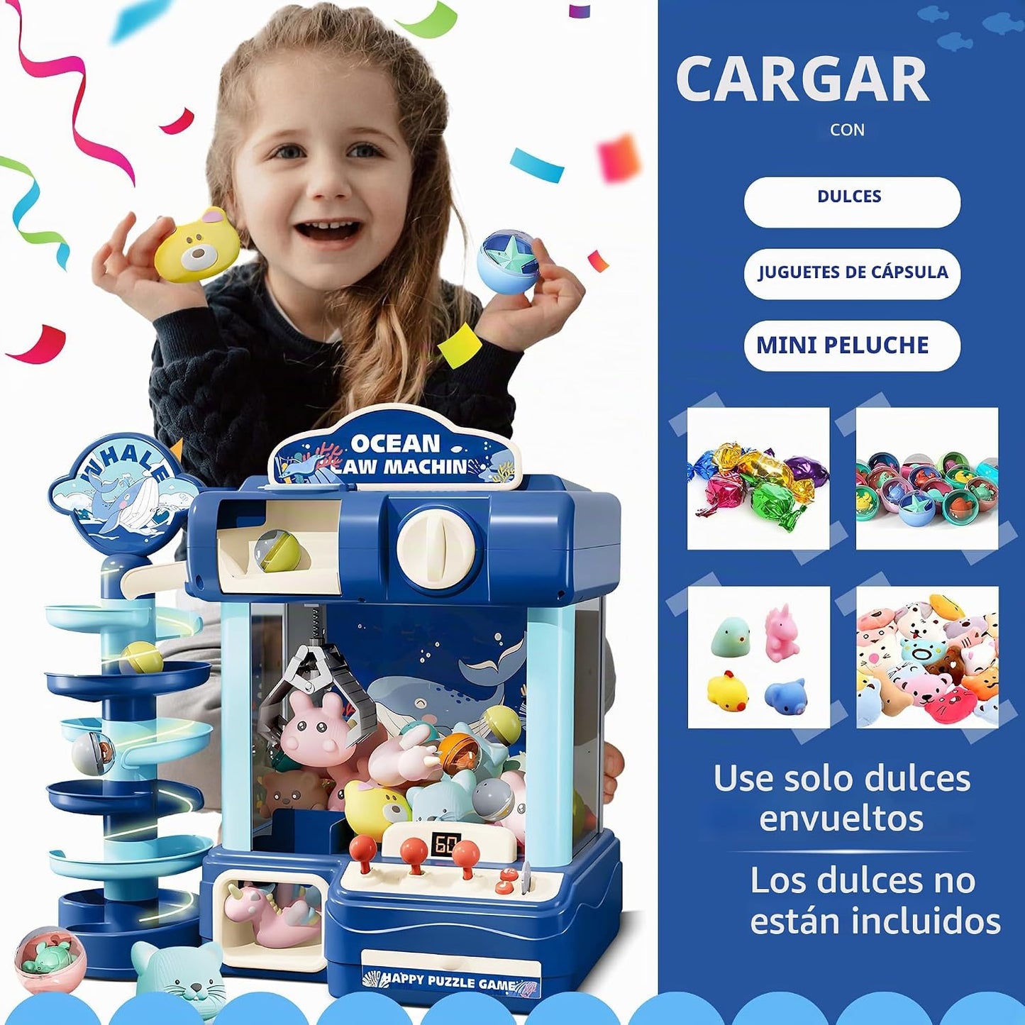 ROHSCE Máquina de Garras para Niños, Juguete de Juego de Arcade par...