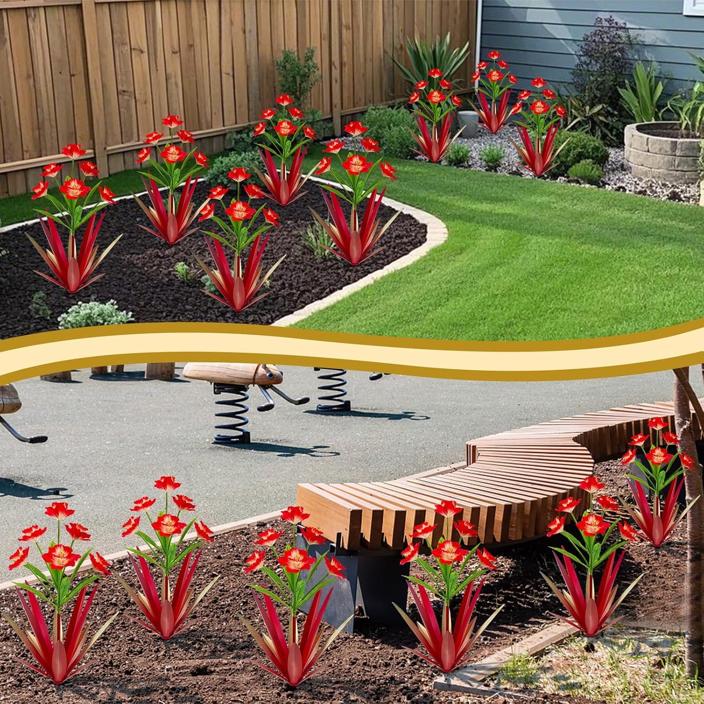 Homight Plantas de Agave de Metal para Decoración al Aire Libre, De...