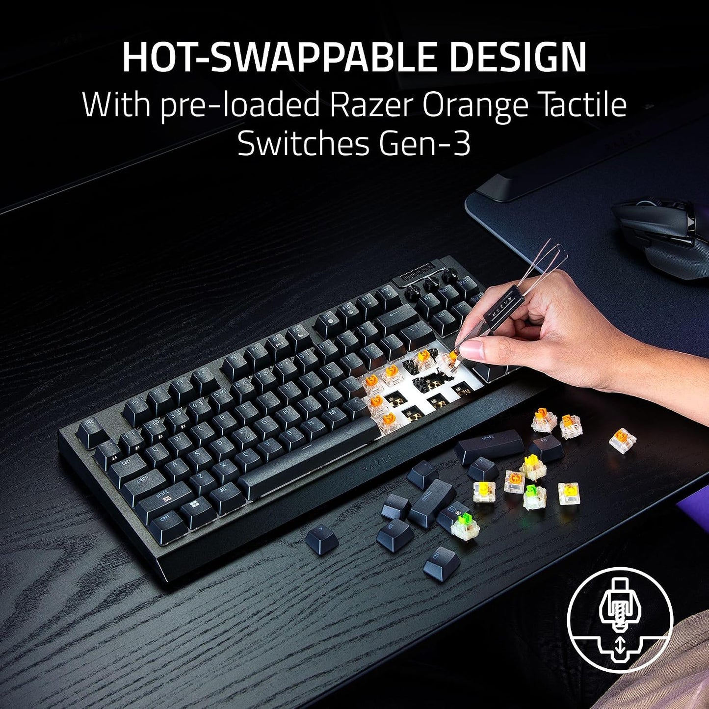 Razer BlackWidow V4 TKL HyperSpeed Teclado inalámbrico intercambi...