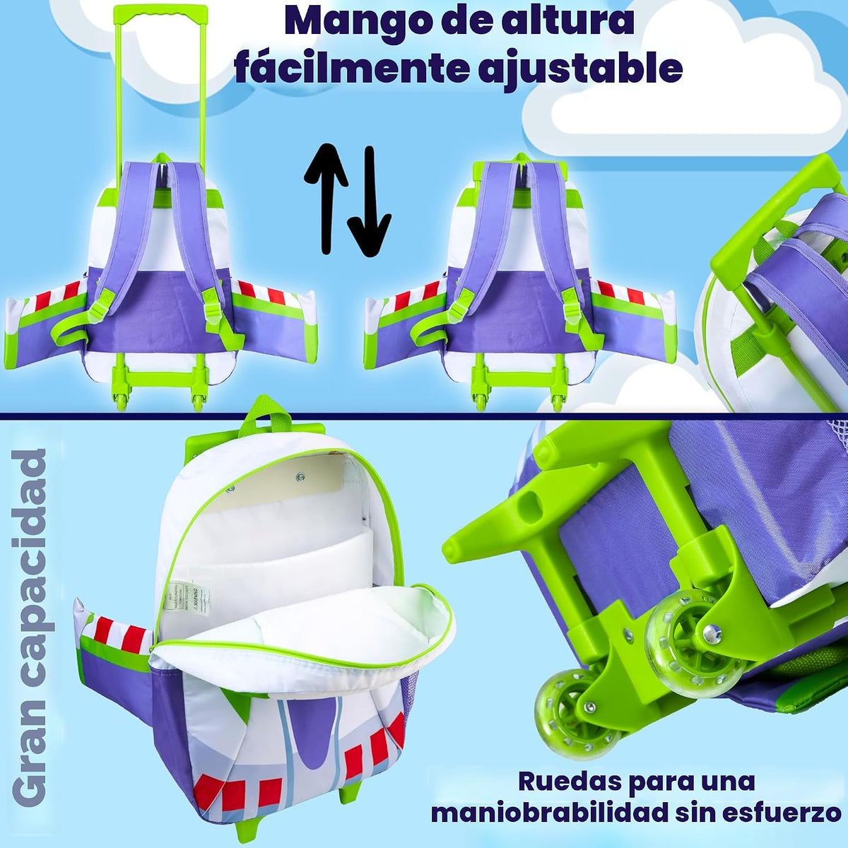 Disney Toy Story Buzz Lightyear - Maleta de mano 2 en 1 para niños...