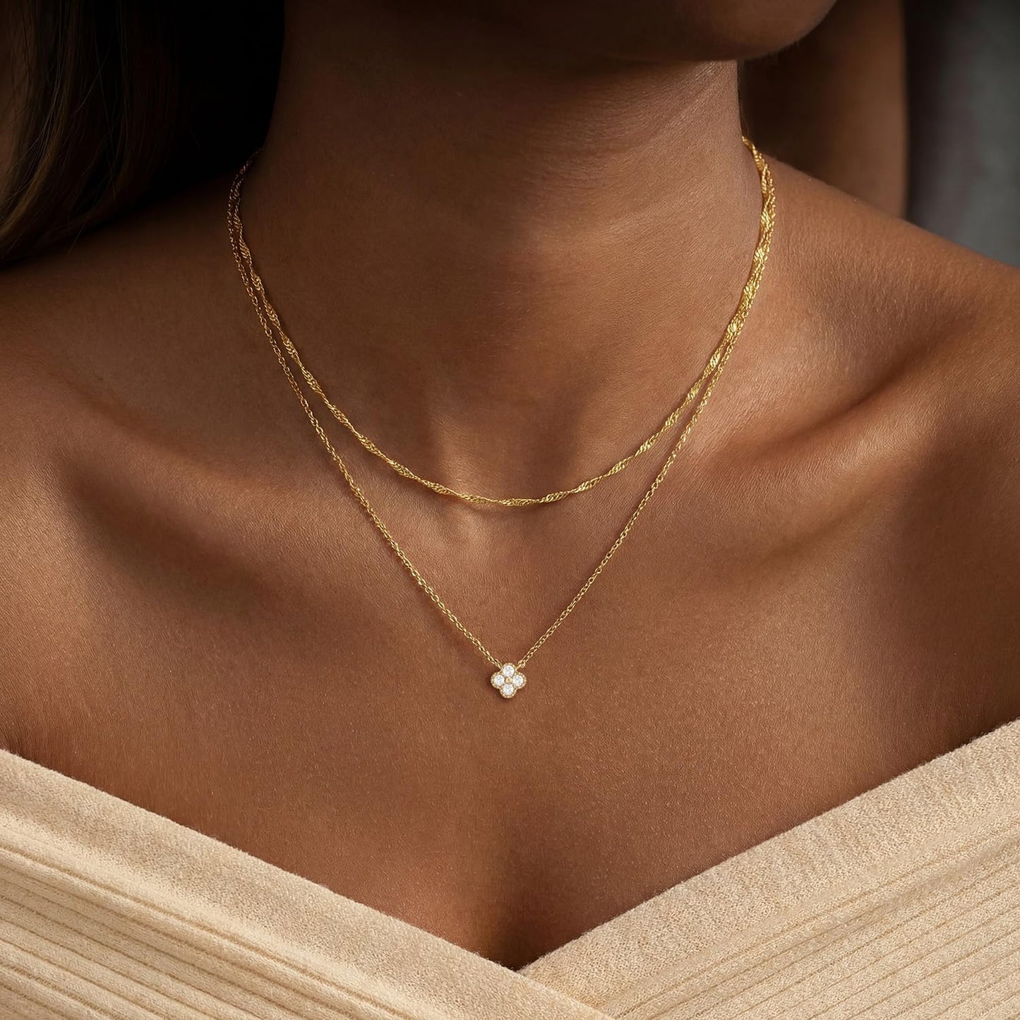Patwes Delicados collares de oro para mujer, a la moda, no se deslu...