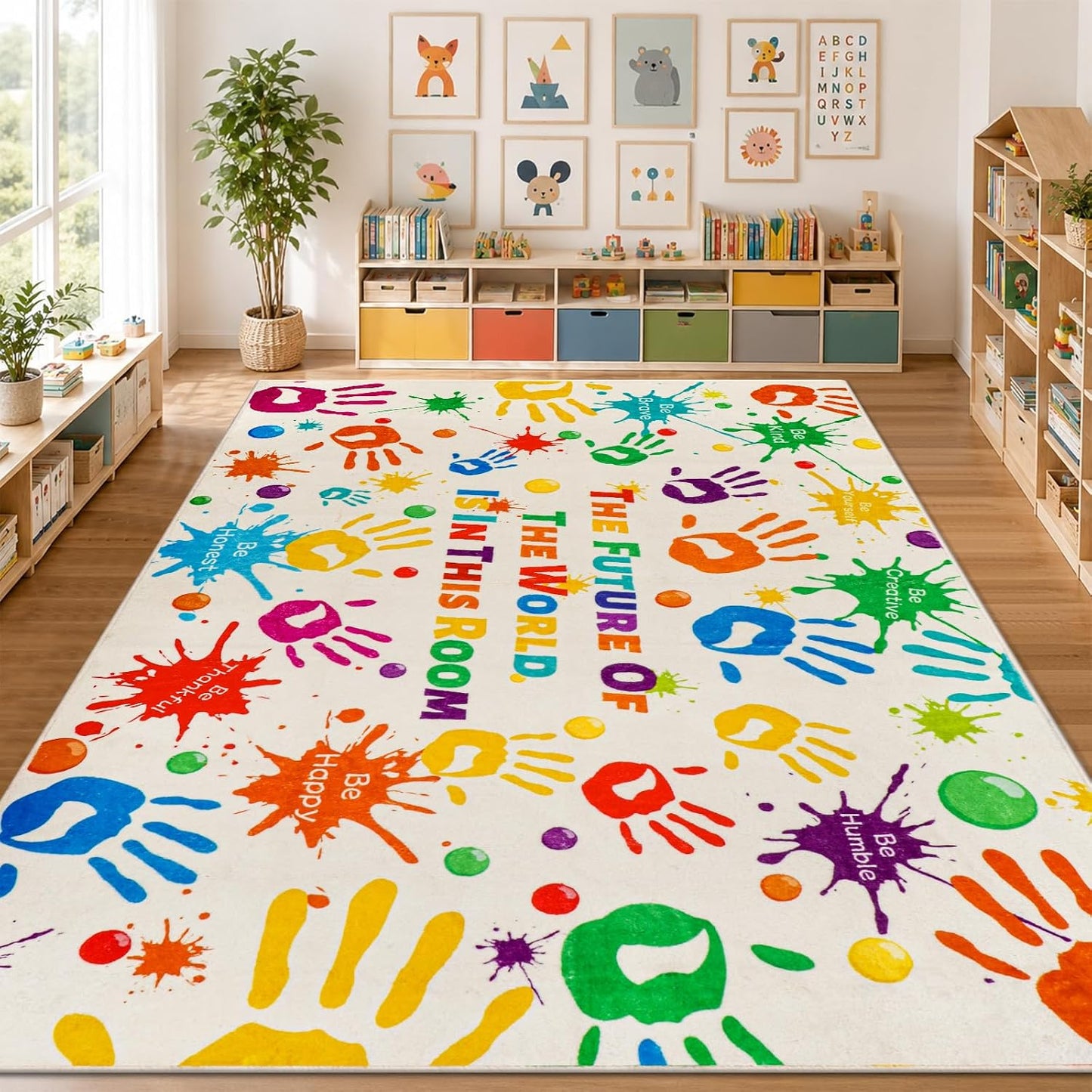 LTKOUGFAM Alfombra colorida para niños, alfombra lavable para niños...