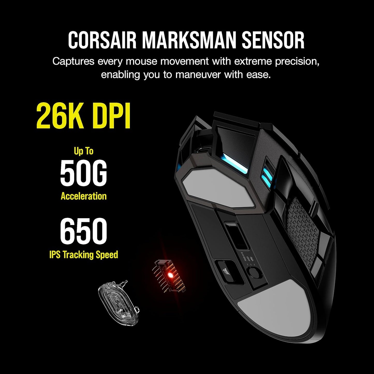Corsair DARKSTAR - Mouse inalámbrico RGB para juegos MMO, MOBA - 26...
